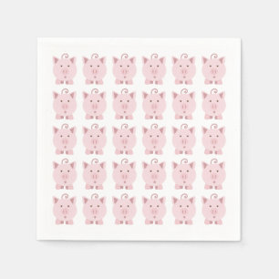 Serviettes Jetables Motif de porc rose ronde