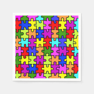 Serviettes Jetables Motif de puzzle arc-en-ciel coloré