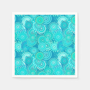Serviettes Jetables Motif de remous de fractale, nuances de bleu