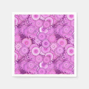 Serviettes Jetables Motif de tourbillon fractal, nuances de prune et d