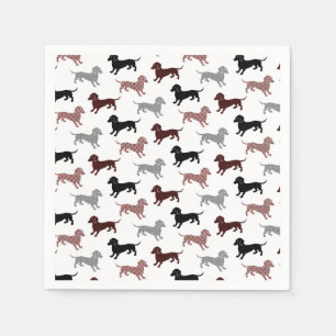 Serviettes Jetables Motif de vacances de teckels de damassé