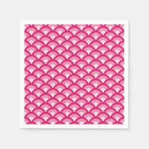Serviettes Jetables Motif de vague Art Déco - fuchsia et corail
