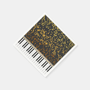 Serviettes Jetables Motif des Pois de Piano Keys Gold
