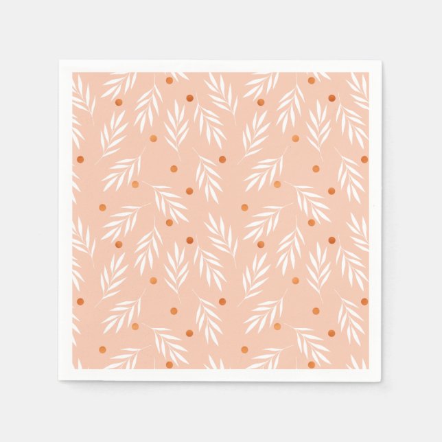 Serviettes Jetables Motif Feuille moderne Apricot rose (Devant)