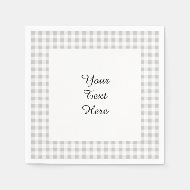 Serviettes Jetables Motif gris blanc En vichy (Devant)