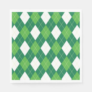 Serviettes Jetables Motif Jacquard, vert et blanc