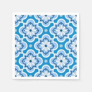 Serviettes Jetables Motif marocain de tuile - bleu et blanc