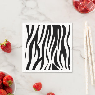 Serviettes Jetables Motif moderne de rayures de zèbre noir et blanc