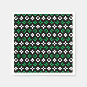 Serviettes Jetables Motif moderne Kelly Green & White Jacquard en noir