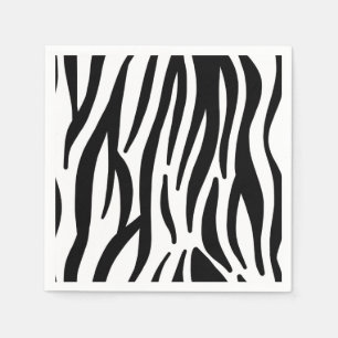 Serviettes Jetables Motif moderne noir et blanc zèbre rayures