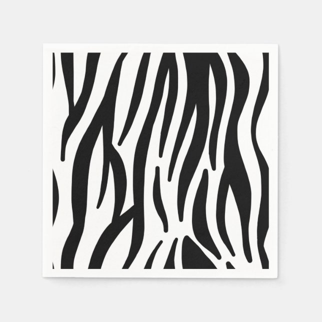 Serviettes Jetables Motif moderne noir et blanc zèbre rayures (Devant)