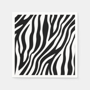 Serviettes Jetables Motif noir et blanc de rayures d'impression de