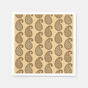 Serviettes Jetables Motif Paisley, bronzage, crème et chocolat