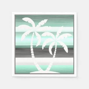 Serviettes Jetables Motif Pastel Mint Green Grey