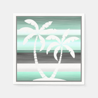 Serviettes Jetables Motif Pastel Mint Green Grey