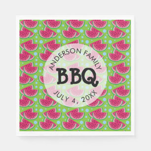 Serviettes Jetables Motif Pastèque BBQ de Famille