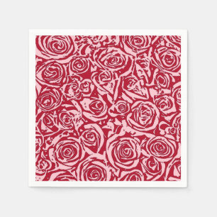 Serviettes Jetables Motif Rose Abstrait moderne, Rose rouge et rose