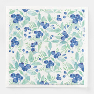 Serviettes Jetables Motif rustique d'été de baie de myrtille de mili