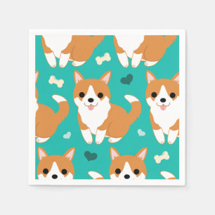 Serviettes Jetables Motif simple d'illustration de chien mignon de