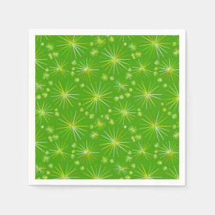 Serviettes Jetables Motif Spoutnik du milieu du siècle, Vert olive