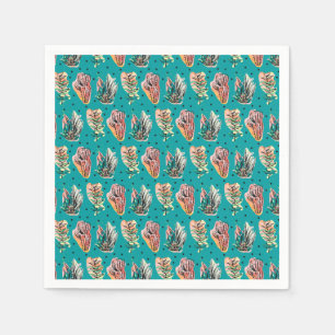 Serviettes Jetables Motif Succulent de Cactus Graphiques Abstraits