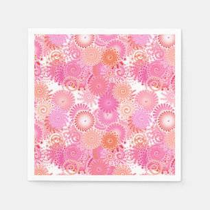 Serviettes Jetables Motif tourbillon fractal, nuances de rose et de co