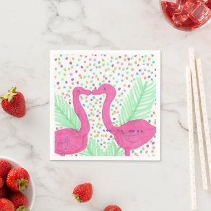 Serviettes Jetables Motif tropical d'amusement de Flamant rose