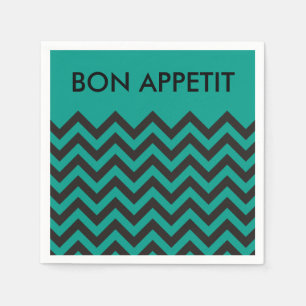 Serviettes Jetables Motif ZIGZAG - noir + votre arrière - plan & texte