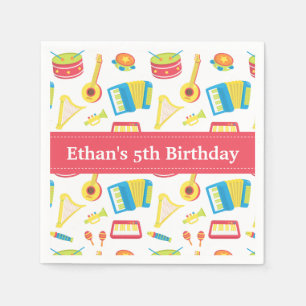 Serviettes Jetables Musique Instruments Motif Anniversaire de enfant
