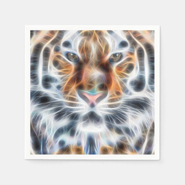 Serviettes Jetables My Cat is Agit Up Tiger observant l'énergie (Devant)