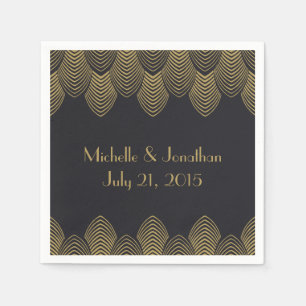 Serviettes Jetables Napkin Gray, Mariage de pétoncle Art déco vintage 
