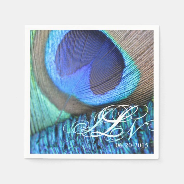 Serviettes Jetables Napkin Peacock Feather (Devant)