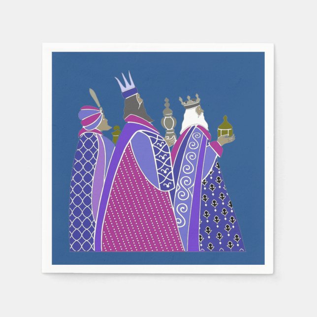 Serviettes Jetables Napkins de Noël - Hommes sages de Noël (Devant)