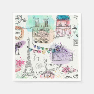 Serviettes Jetables Napkins Papier Paris