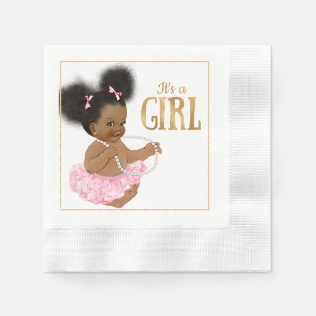 Serviettes Jetables Naples en papier Baby shower afro-américain (Devant)