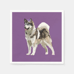 Serviettes Jetables Naples violettes Husky Flower