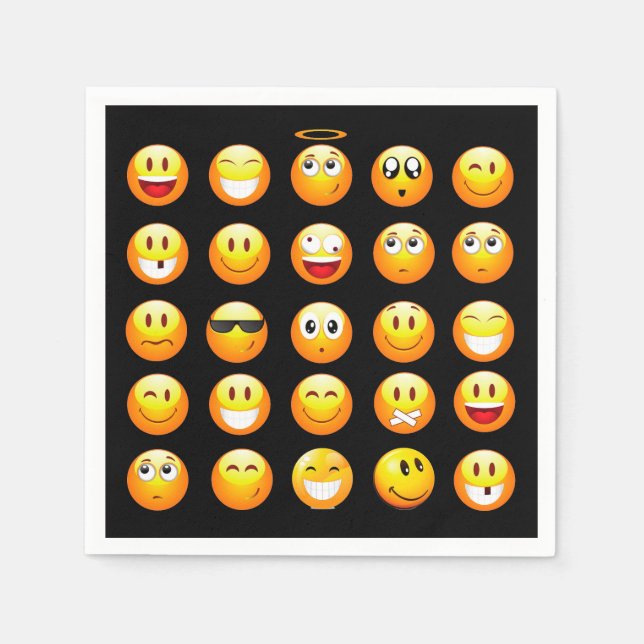 Serviettes Jetables napperie d'émoticône noire (Devant)