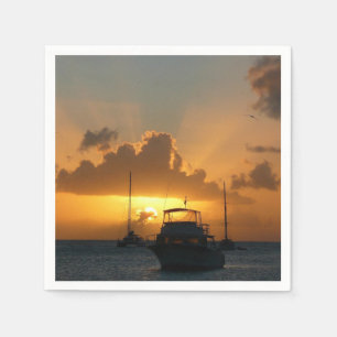 Serviettes Jetables Navires et Sunset Tropical Seascape