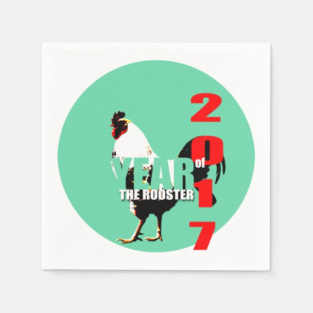 Serviettes Jetables Né en chinois Rooster Année 2017 Anniversaire PPN (Devant)