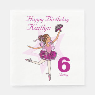 Serviettes Jetables Née ballerine filles 6e anniversaire serviettes