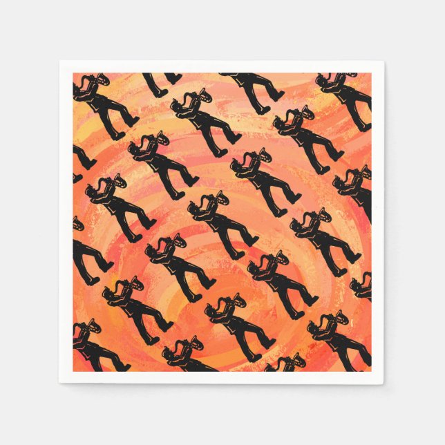Serviettes Jetables New York Boogie Nights Saxophone Orange (Devant)