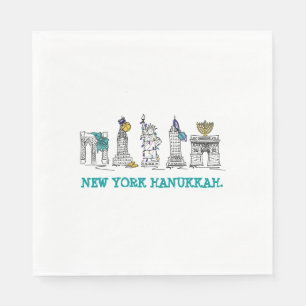 Serviettes Jetables New York Hanoukka Chanukah NYC Fêtes juives
