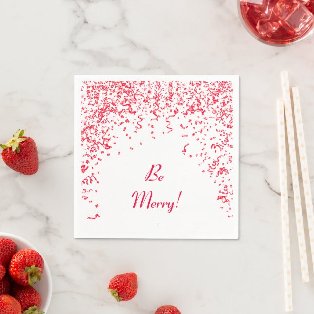 Serviettes Jetables Noël Confetti au Ruban Rouge (En situation)