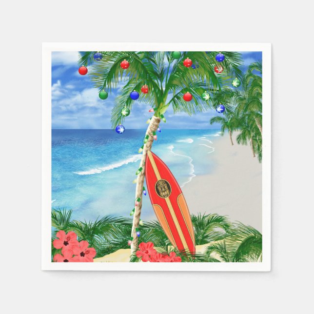 Serviettes Jetables Noël de plage (Devant)