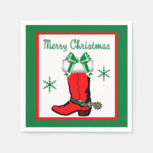 Serviettes Jetables Noël Occidental Cowboy Boot Joyeux Noël
