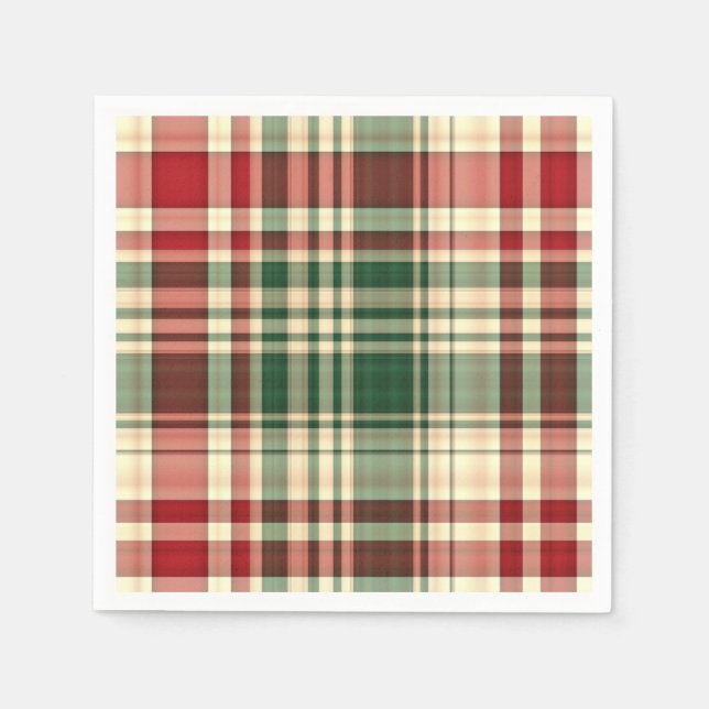 Serviettes Jetables Noël Plaid 06-PAPIER PARTY NAPKINS (Devant)