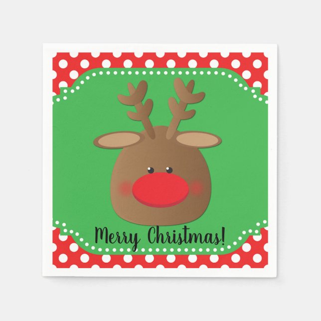 Serviettes Jetables Noël Reindeder Polka Dot Party Personnalisé (Devant)