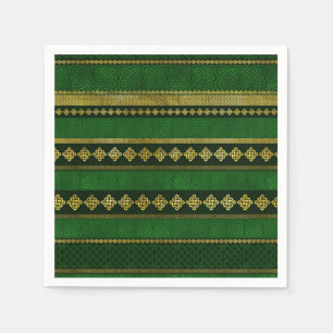 Serviettes Jetables Noeud celtique or décoratif et motif vert