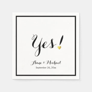 Serviettes Jetables noir/blanc Oui ! Réception de mariage