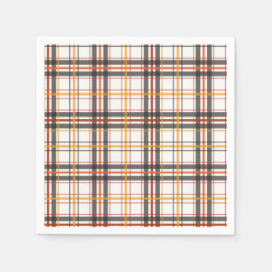 Serviettes Jetables Noir rétro, Brown & Plaid orange